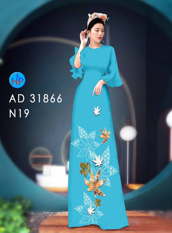 Vải Áo Dài Hoa In 3D AD 31866 10